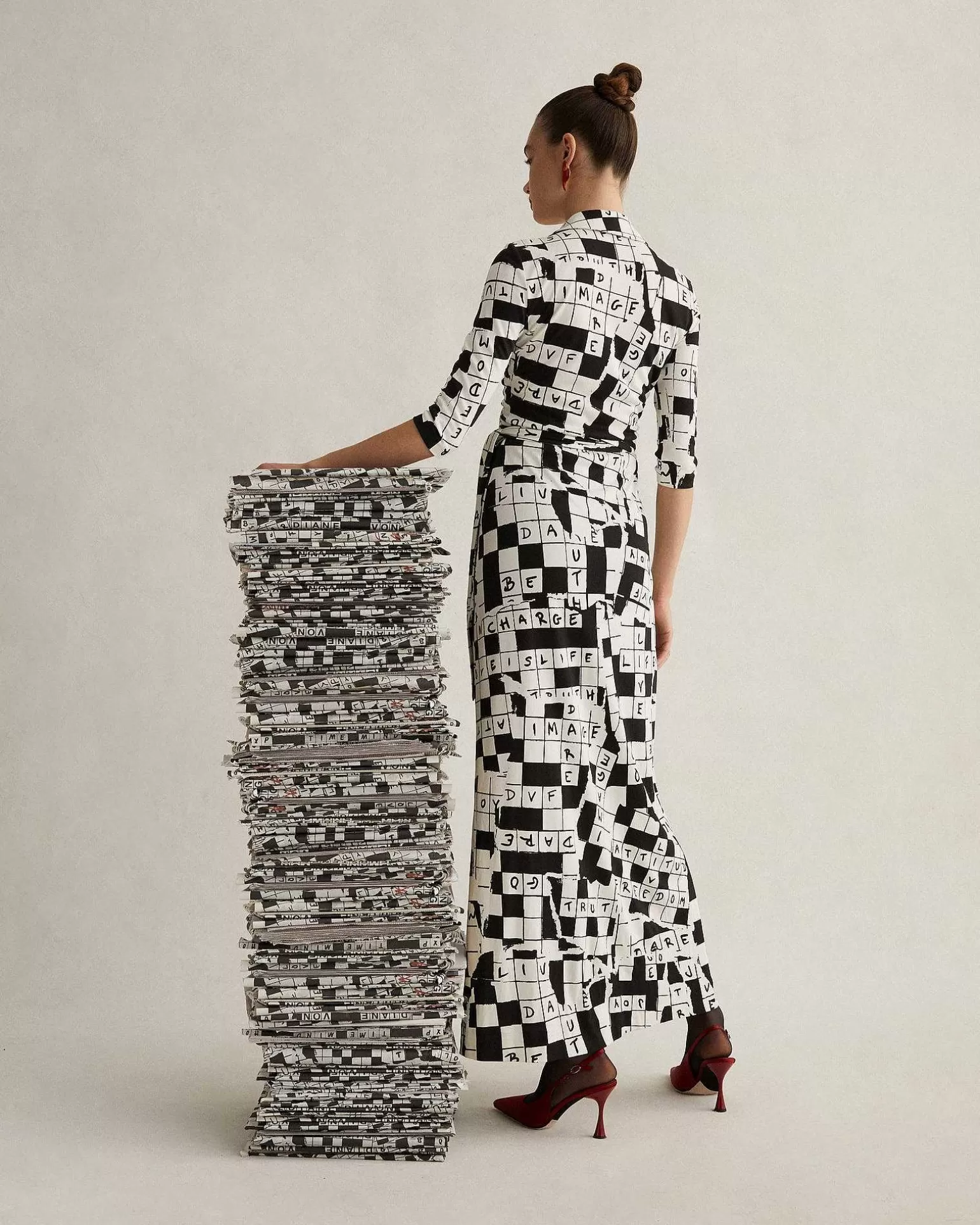 Flash Sale Diane von Furstenberg Abigail Silk Jersey Maxi Wrap Dress I Dvf 50Th Crossword Ivory
