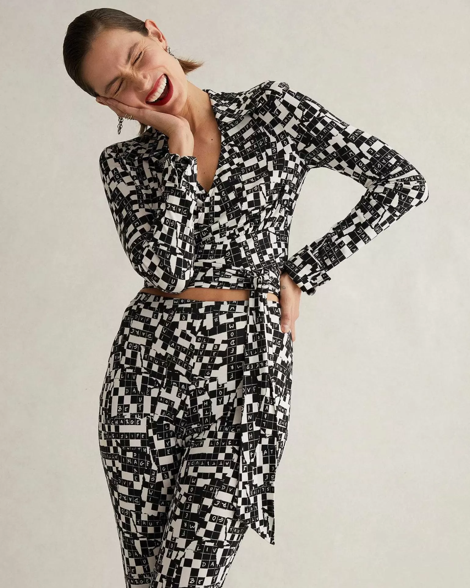 Store Diane von Furstenberg Bobbie Wrap Top I Tiny Dvf 50Th Crossword Black