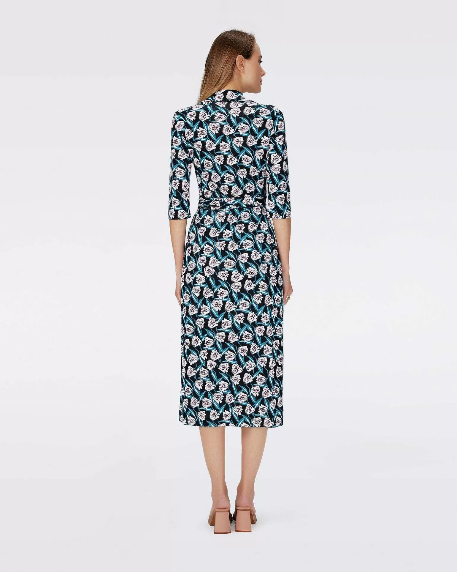 Online Diane von Furstenberg Dvf Abigail Midi Kjole I Fortune Vine Ivory