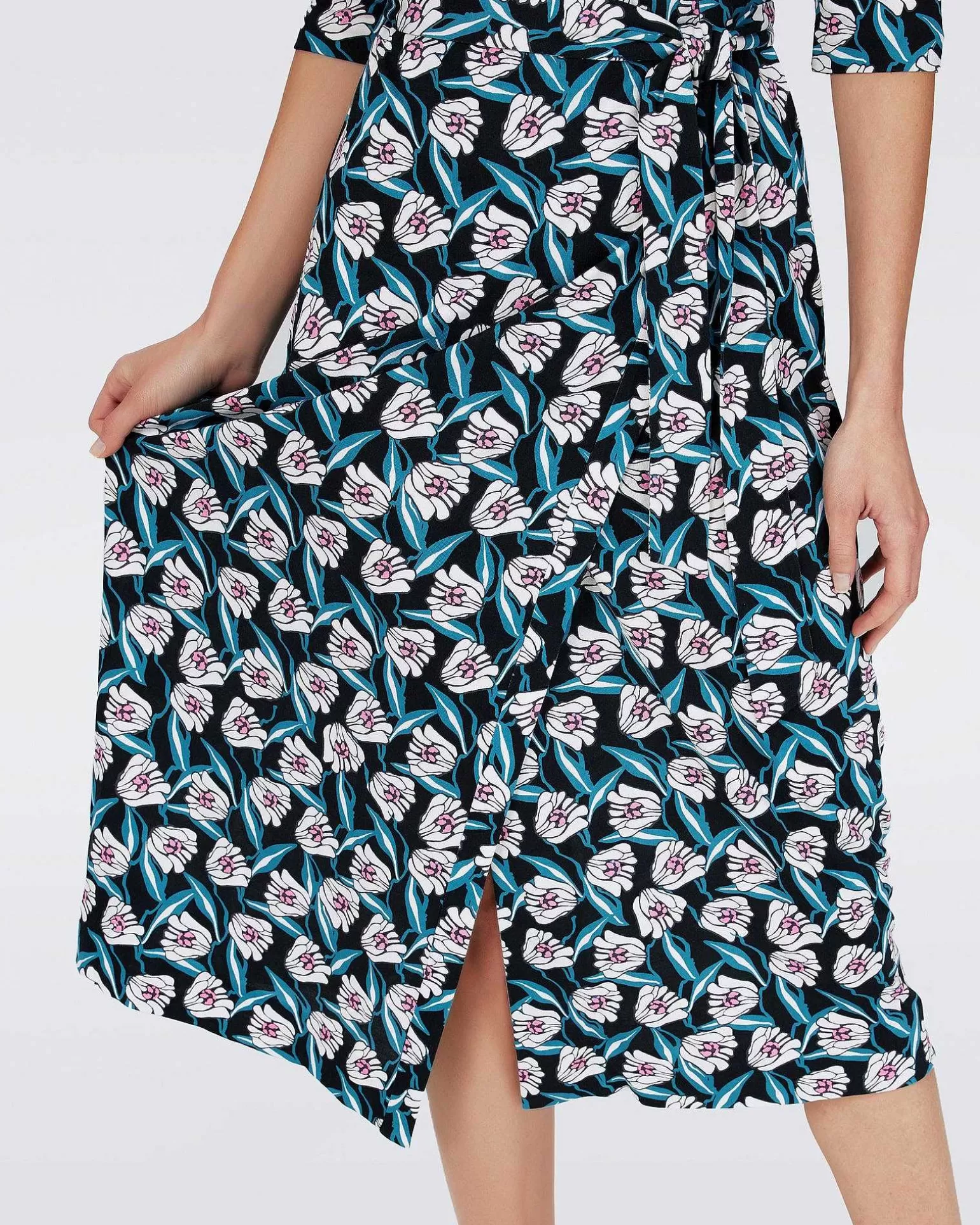 Online Diane von Furstenberg Dvf Abigail Midi Kjole I Fortune Vine Ivory