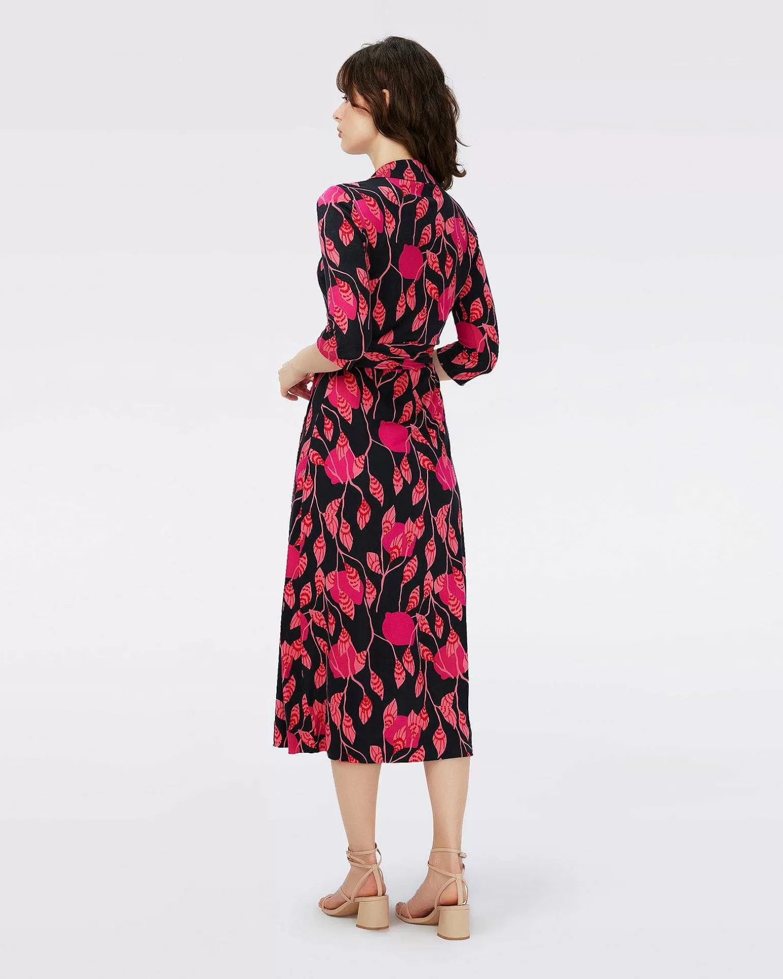 Clearance Diane von Furstenberg Dvf Abigail Midi Kjole I Lanterne Blade Posion Pk Lg