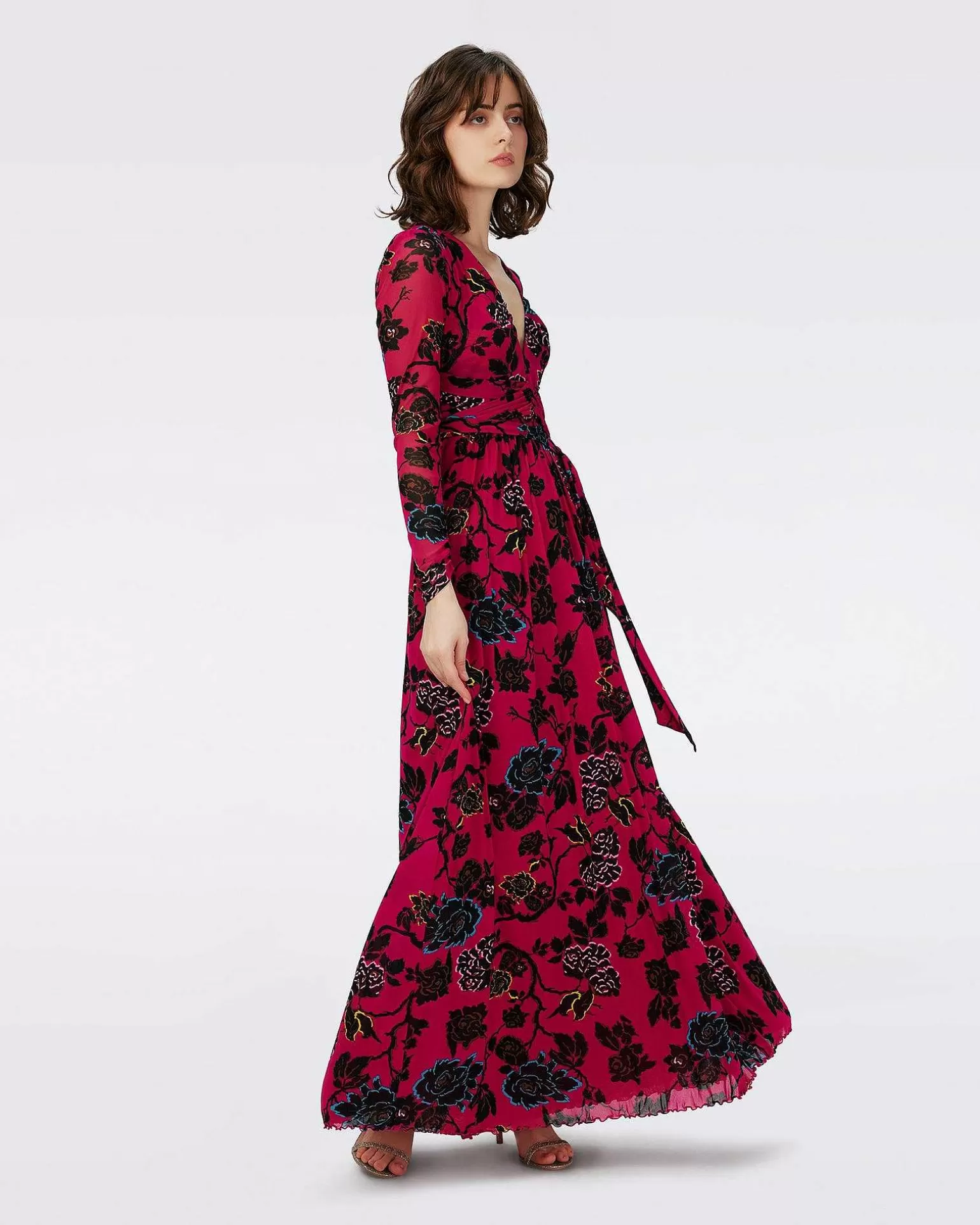 Online Diane von Furstenberg Dvf Anne Dress In China Vine Poison Pink Lg