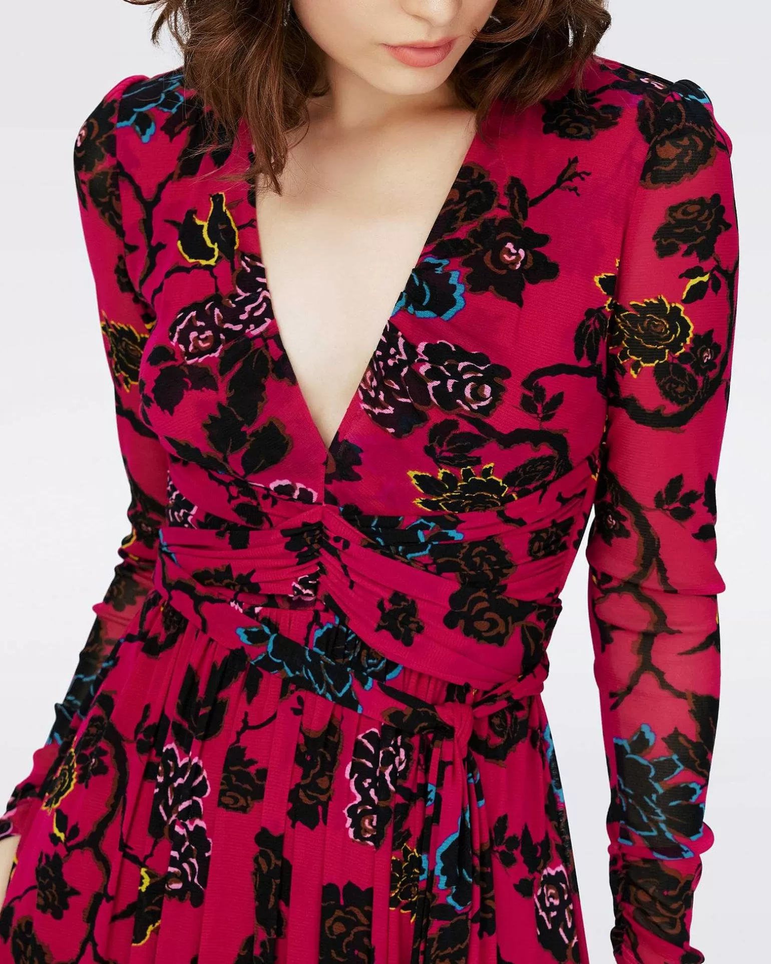 Online Diane von Furstenberg Dvf Anne Dress In China Vine Poison Pink Lg
