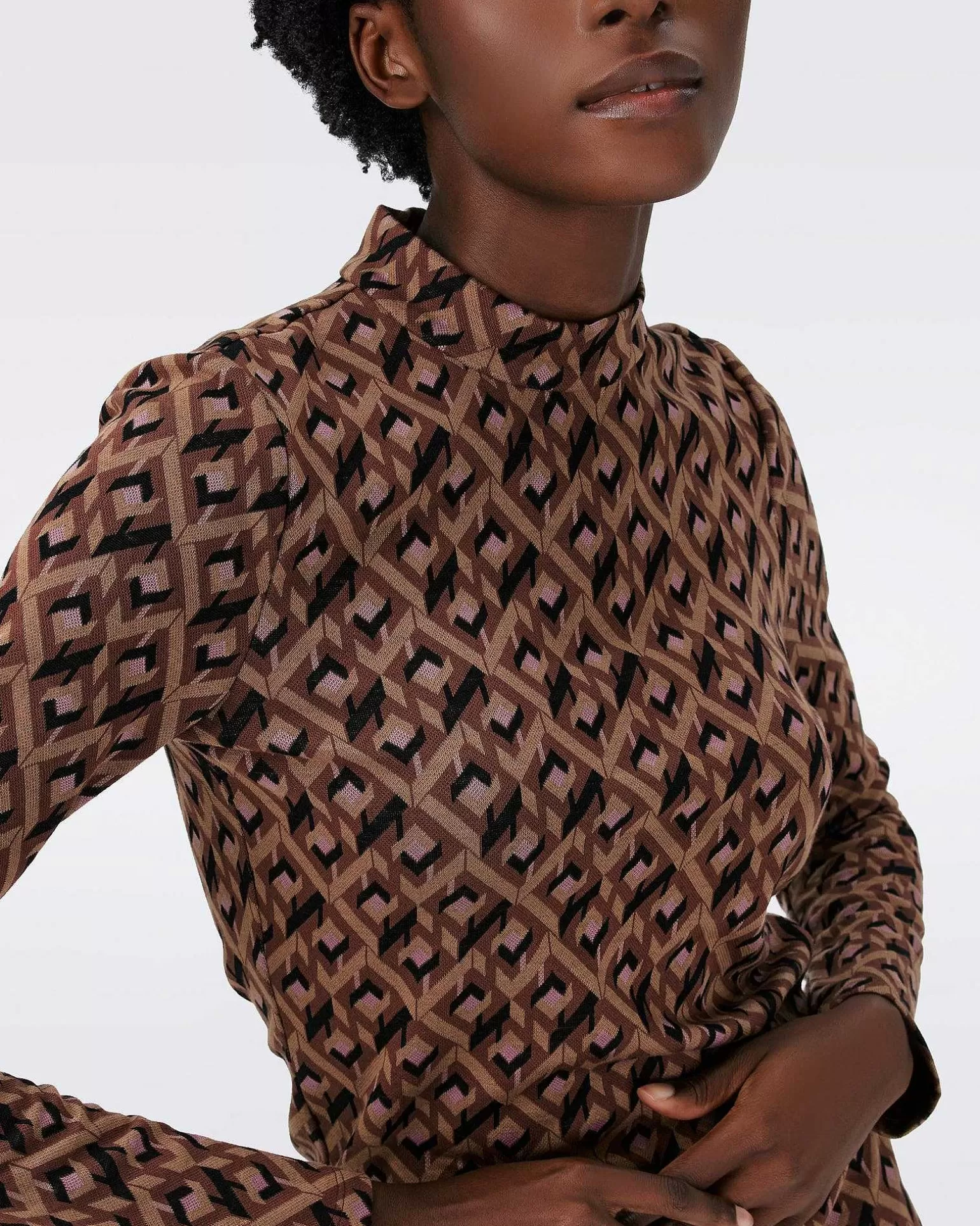 Cheap Diane von Furstenberg Dvf Birdie Top In Tarot Maze Blk Coffee