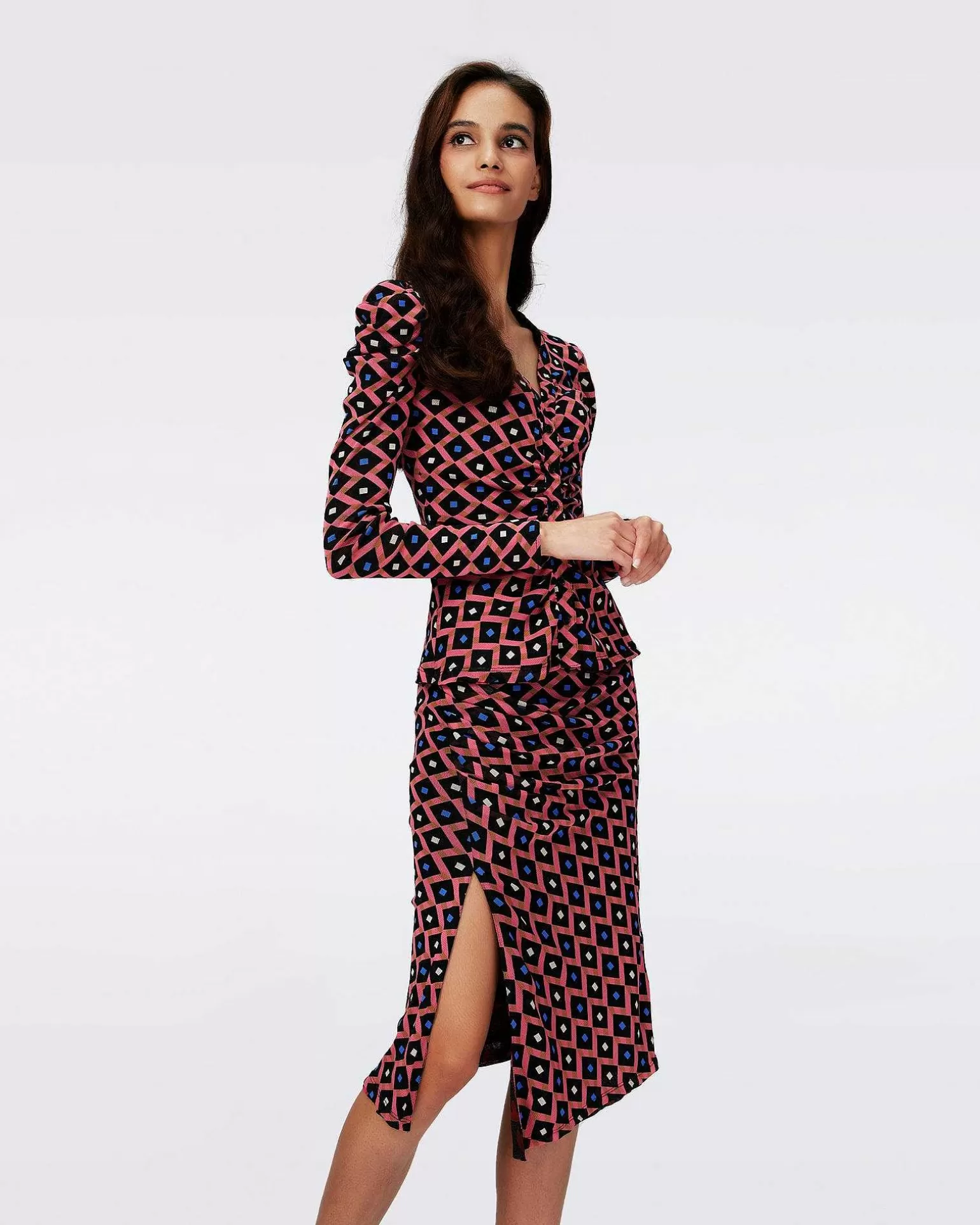 Best Diane von Furstenberg Dvf Dariella Vendbar Nederdel I Hjerteblade Blk/Dia Cubes Pk