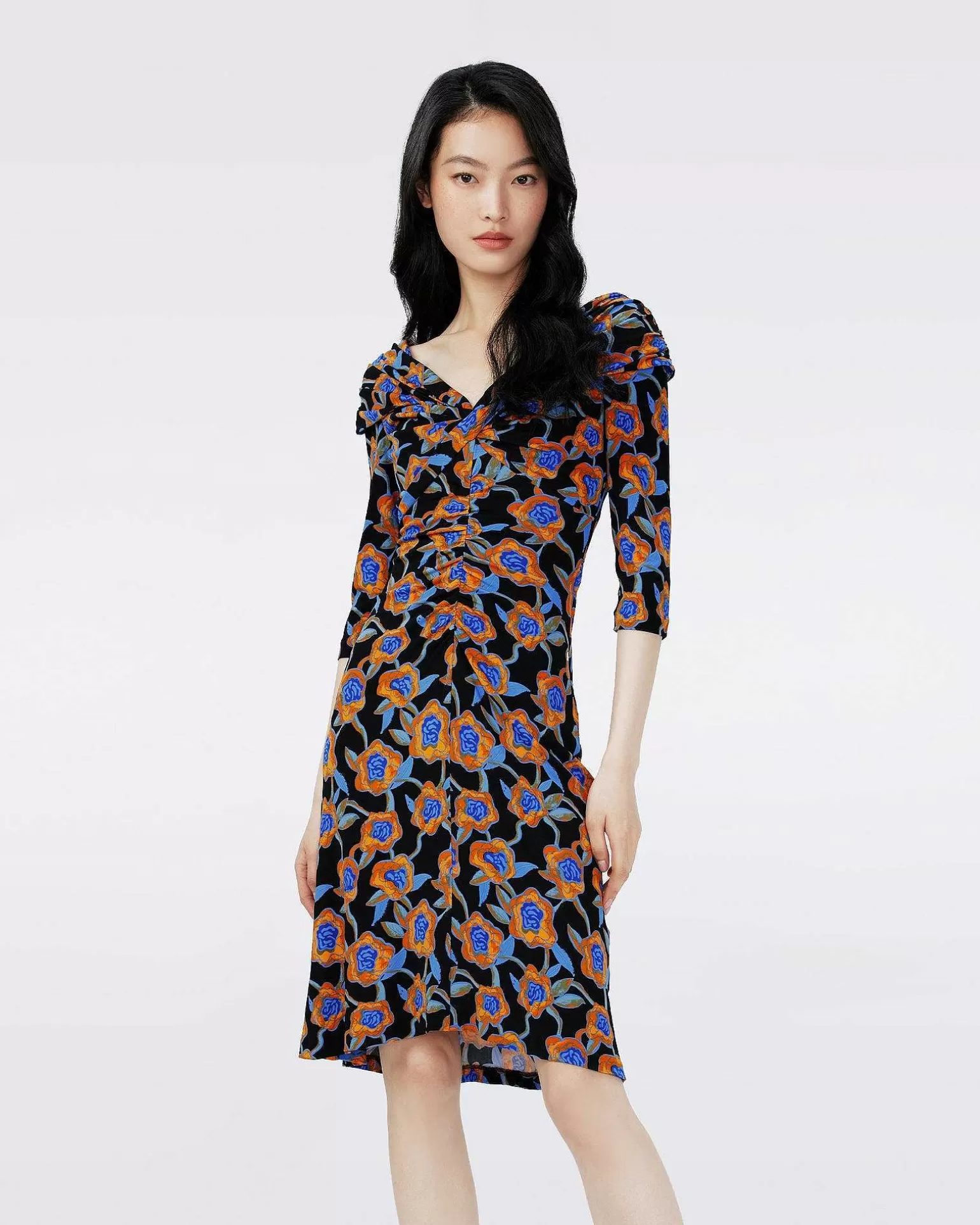 Outlet Diane von Furstenberg Dvf Jim Dress In Oracle Rose Sm Blk Coffee