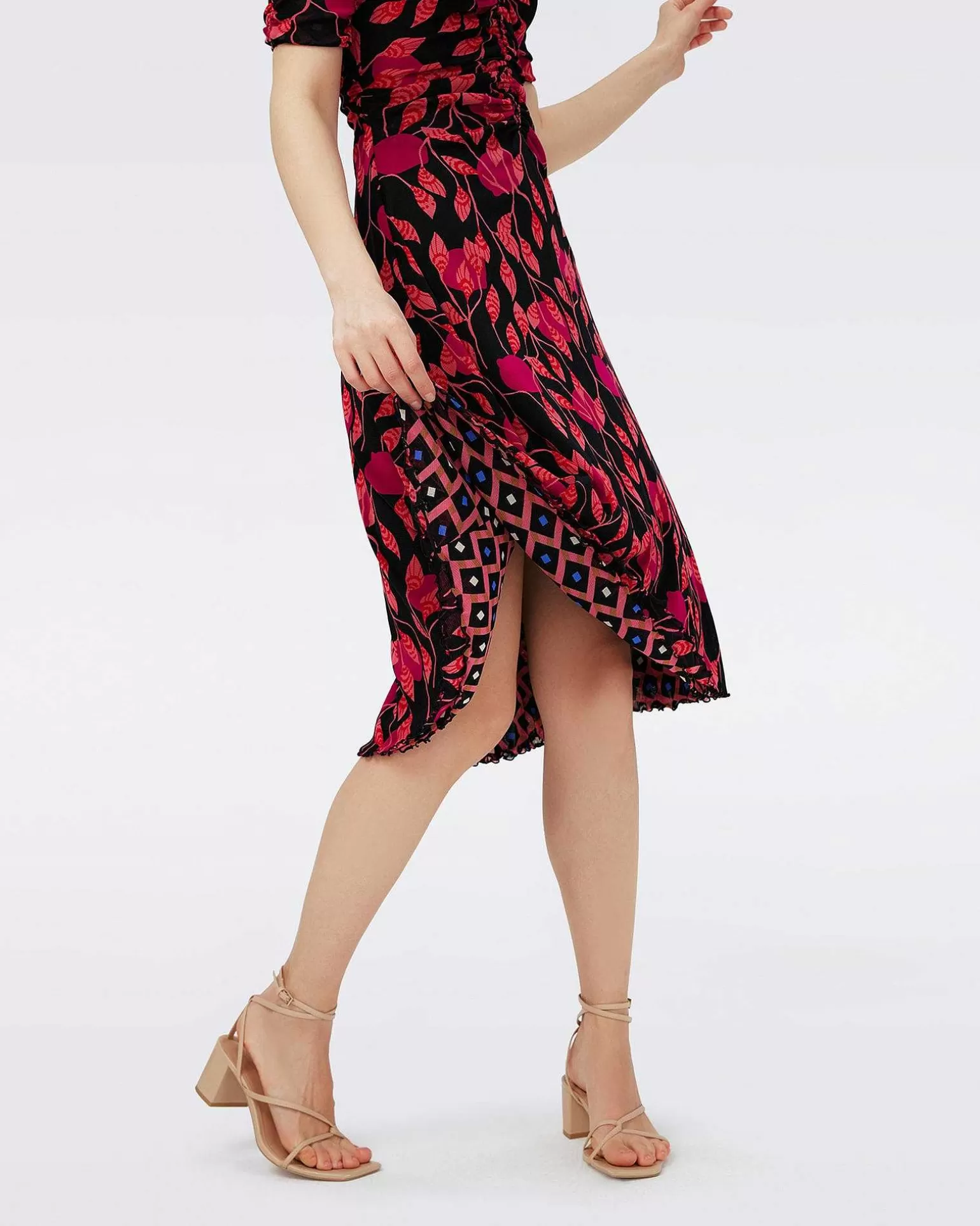 Store Diane von Furstenberg Dvf Koren Vendbar Kjole I Lanterne Blade Pk/Dia Cubes Pk
