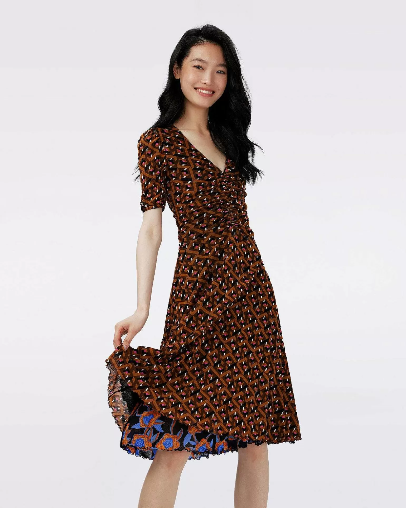 Sale Diane von Furstenberg Dvf Koren Vendbar Kjole I Oracle R/Tarot Maze Blk Coffee