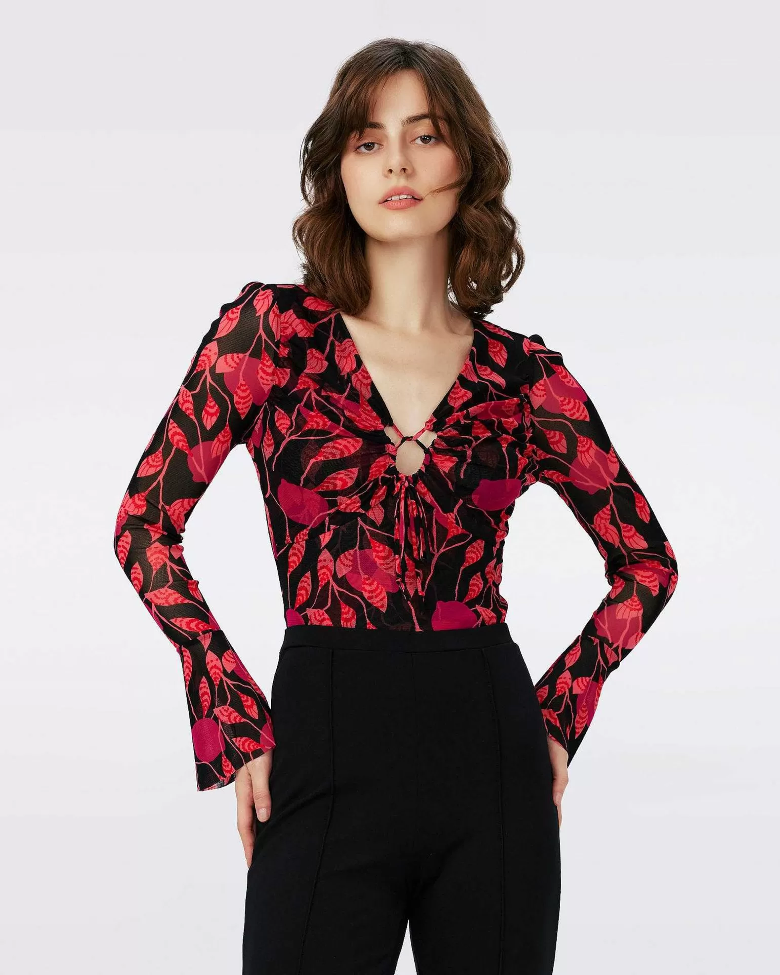 Fashion Diane von Furstenberg Dvf Lyric Bodysuit I Lanterne Blade Posion Pk Lg