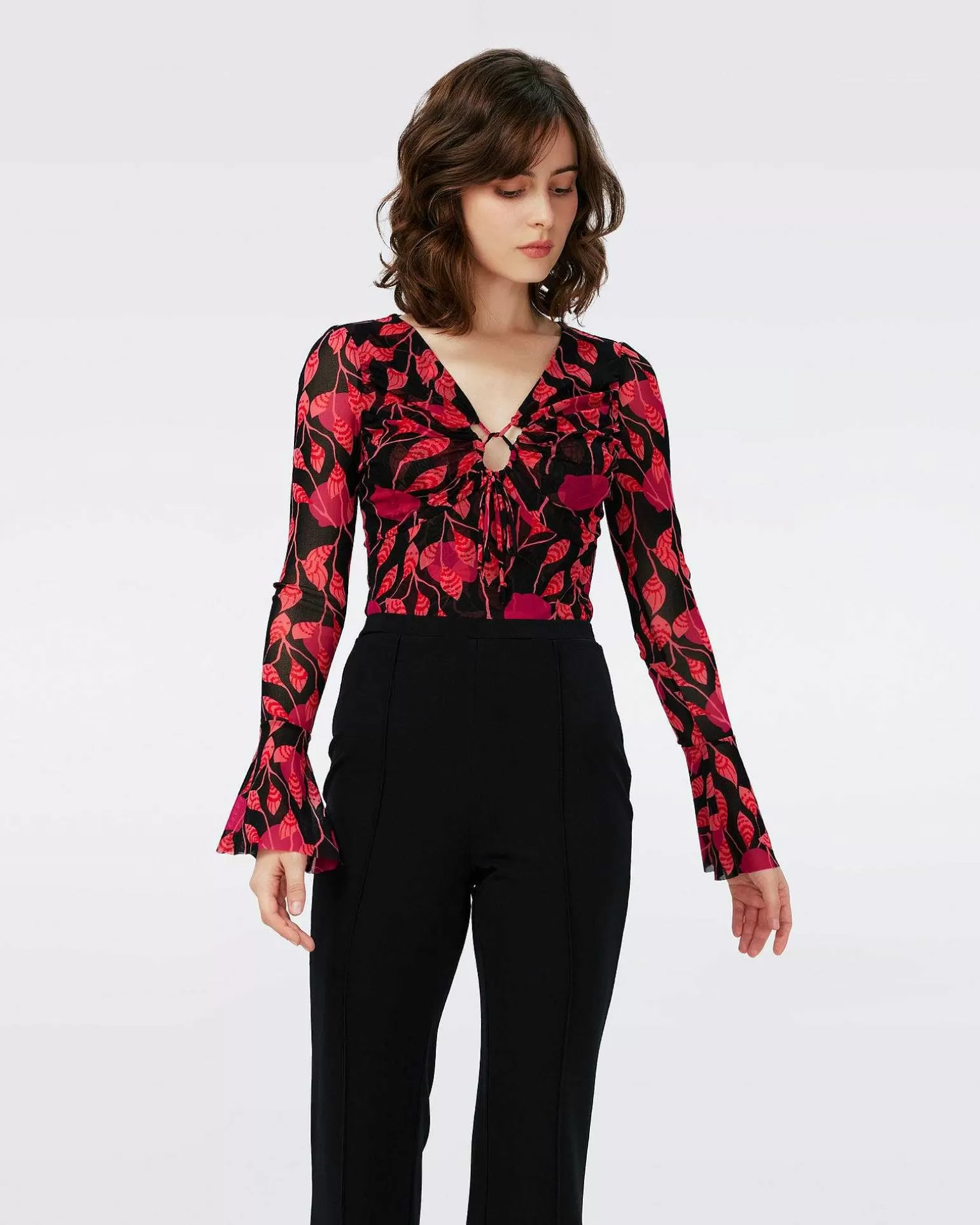 Fashion Diane von Furstenberg Dvf Lyric Bodysuit I Lanterne Blade Posion Pk Lg