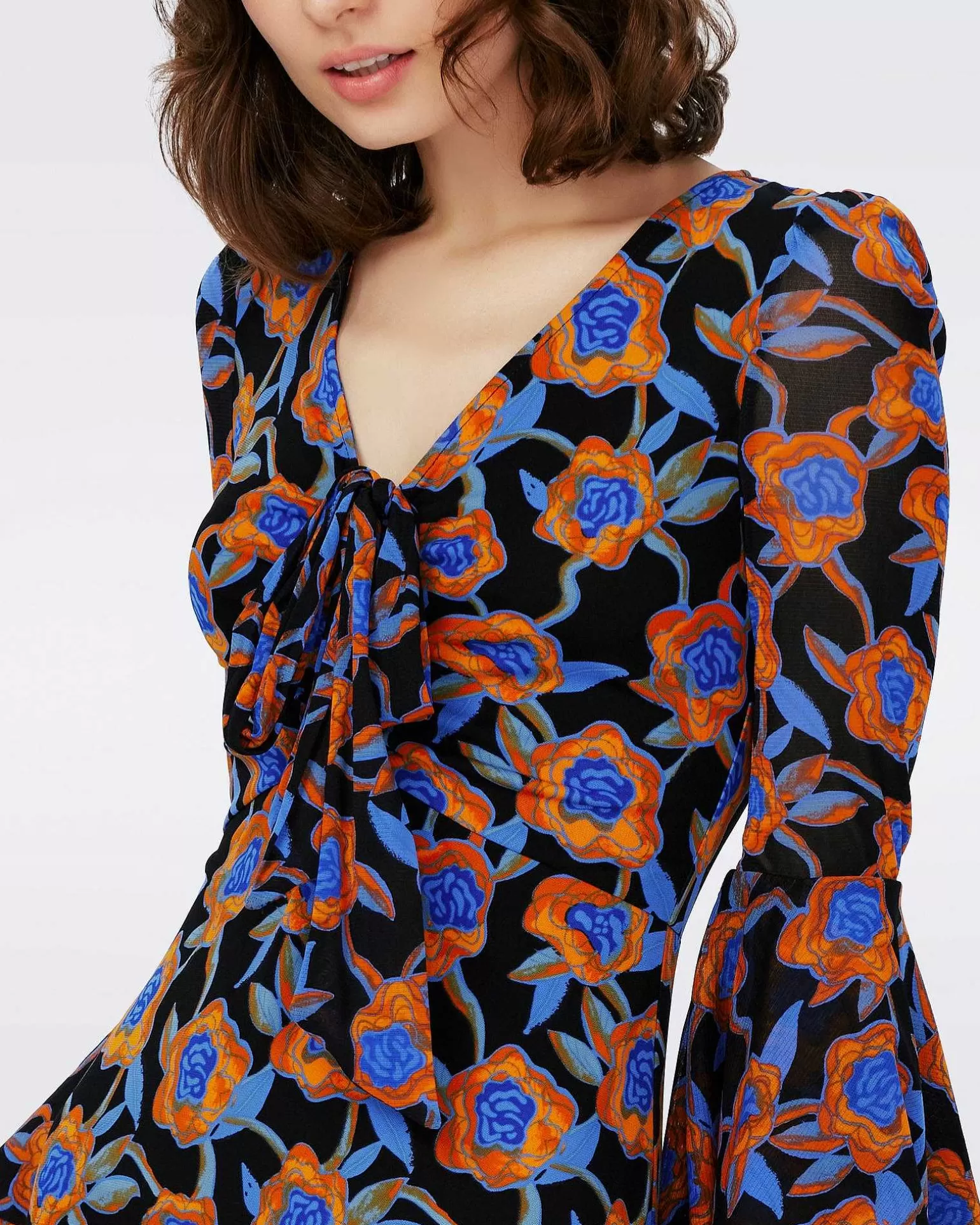 New Diane von Furstenberg Dvf Ny Shauna Kjole I Oracle Rose Sm Blk Coffee