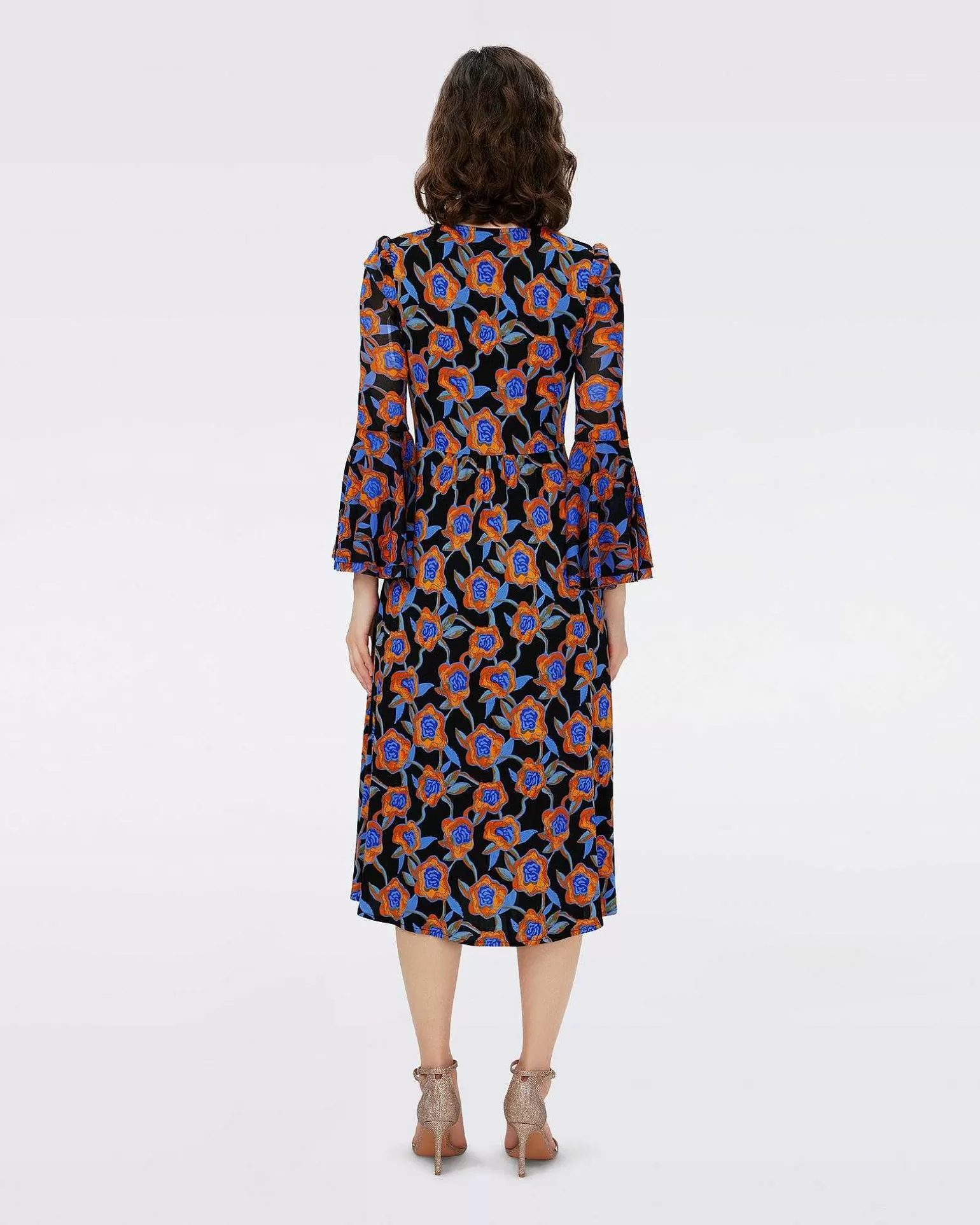 New Diane von Furstenberg Dvf Ny Shauna Kjole I Oracle Rose Sm Blk Coffee