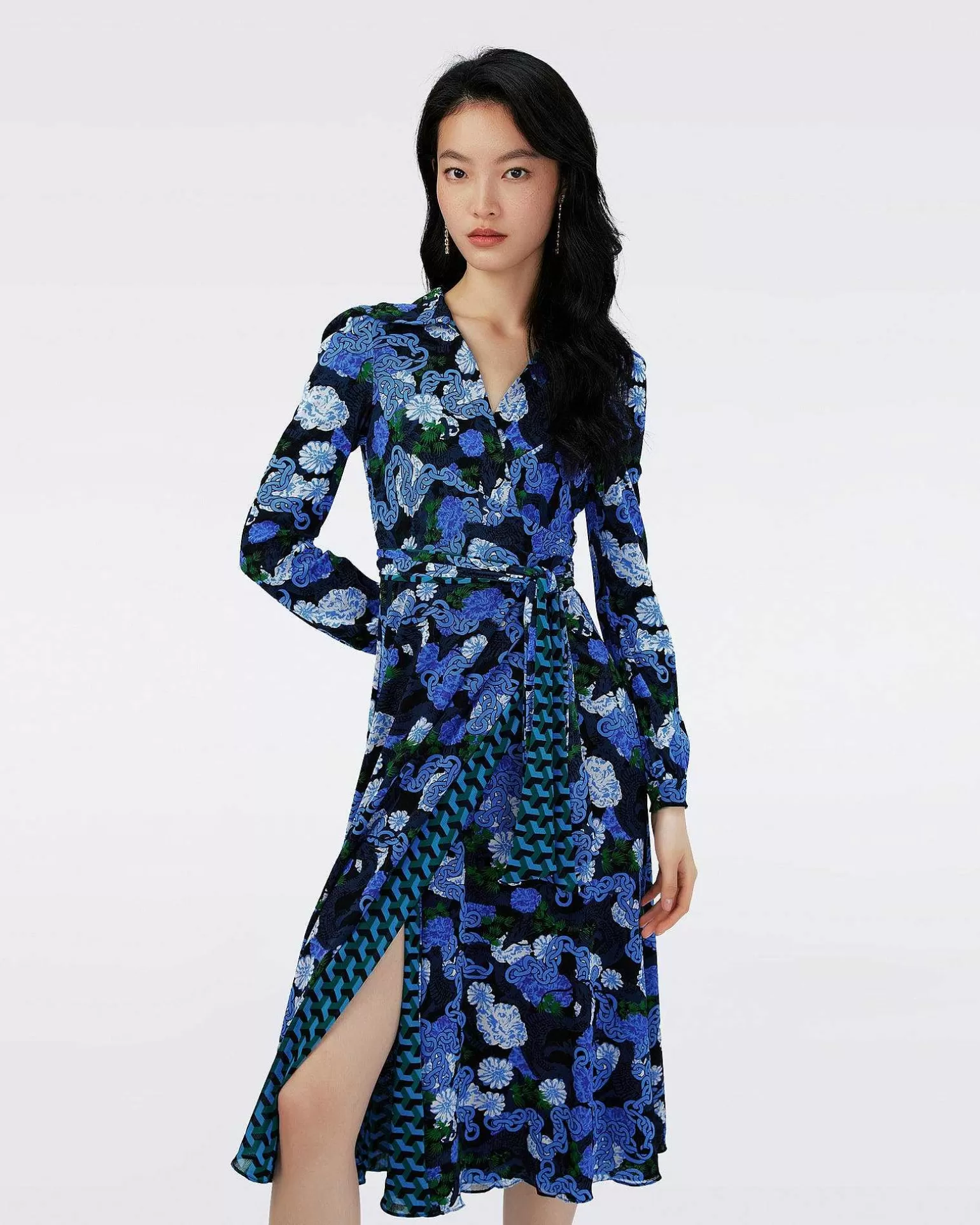 Discount Diane von Furstenberg Dvf Phoenix Vendbar Kjole I Dragon Dance/3D Cube Emerald