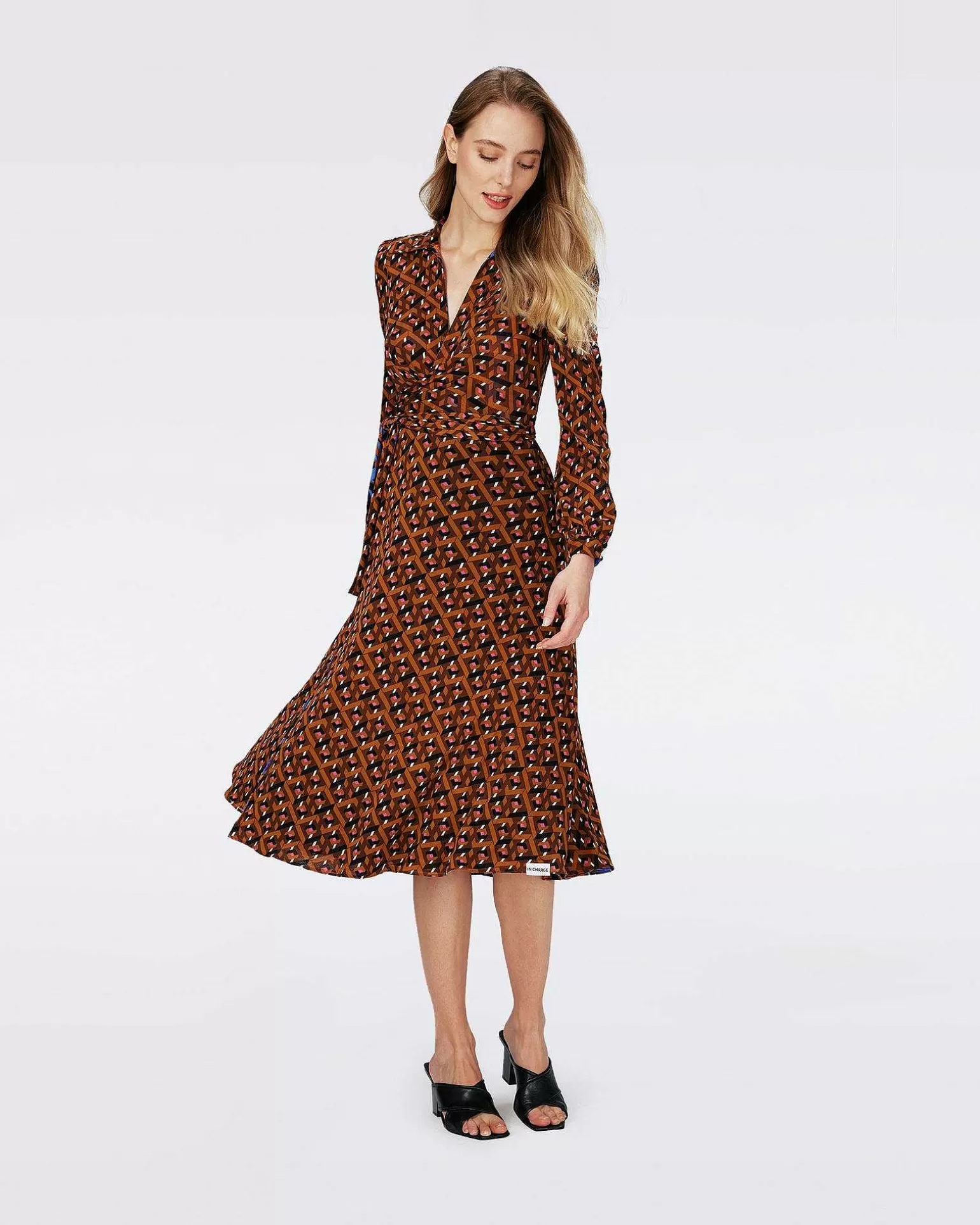 Outlet Diane von Furstenberg Dvf Phoenix Vendbar Kjole I Oracle R/Tarot Maze Blk Coffee