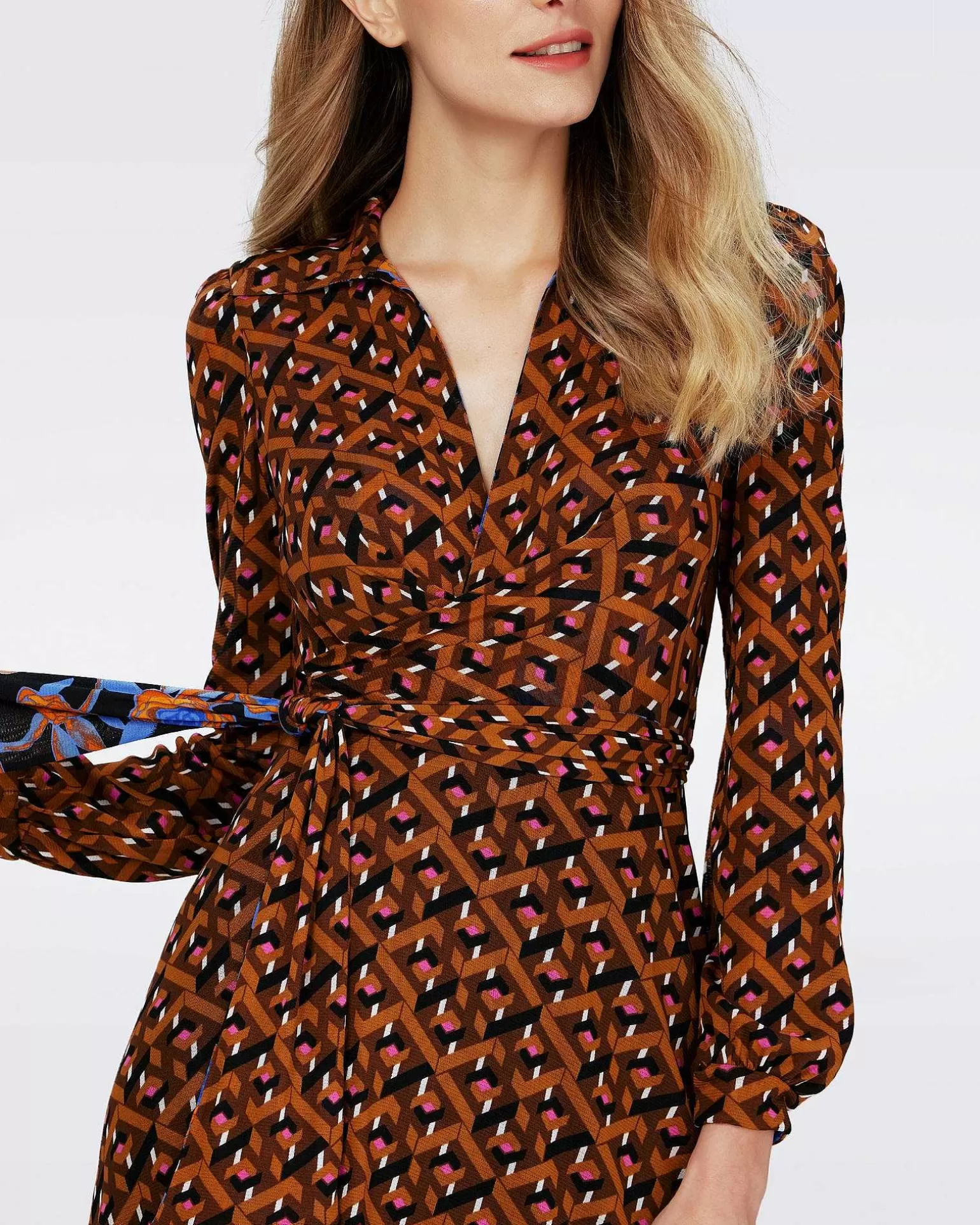 Outlet Diane von Furstenberg Dvf Phoenix Vendbar Kjole I Oracle R/Tarot Maze Blk Coffee