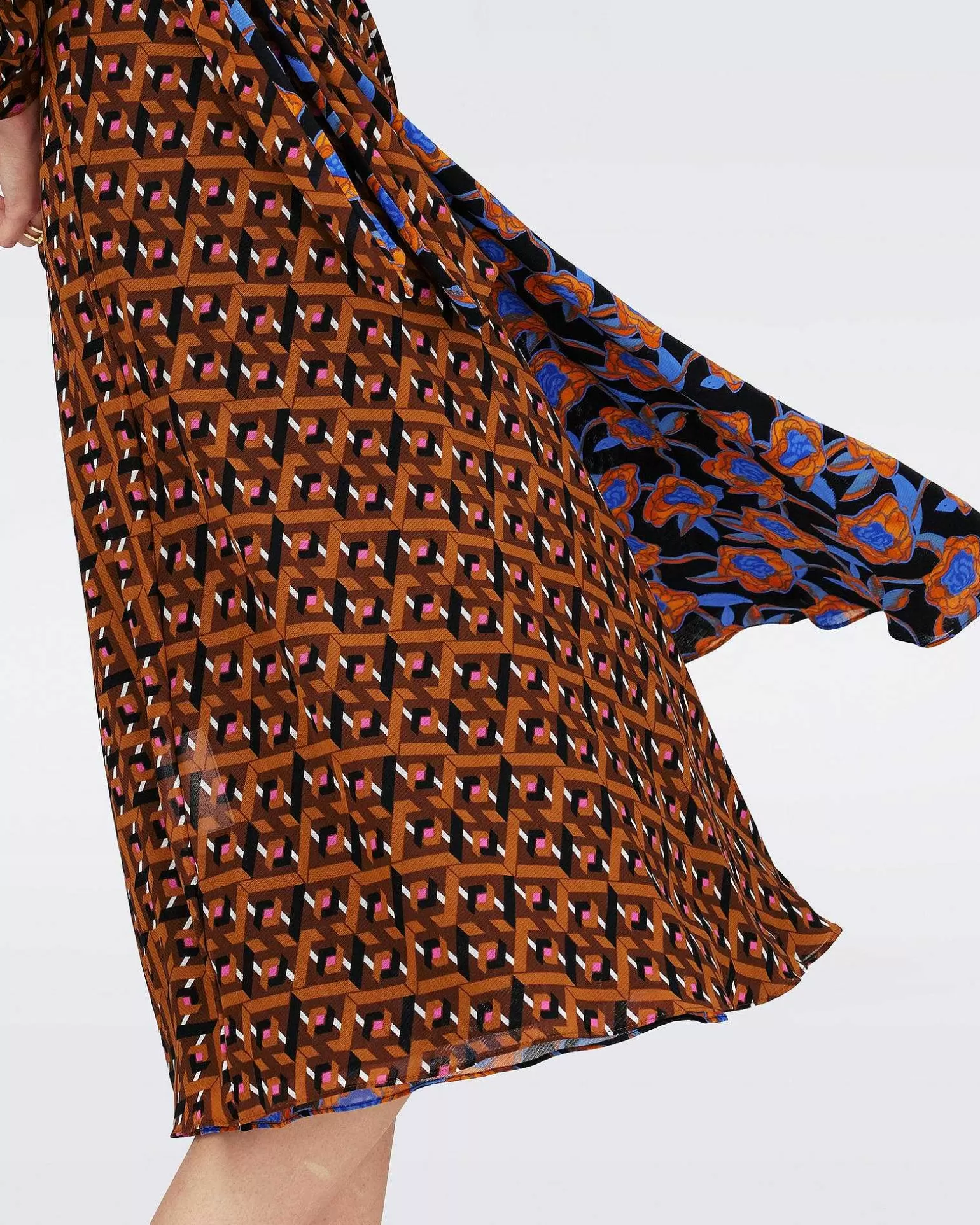 Outlet Diane von Furstenberg Dvf Phoenix Vendbar Kjole I Oracle R/Tarot Maze Blk Coffee