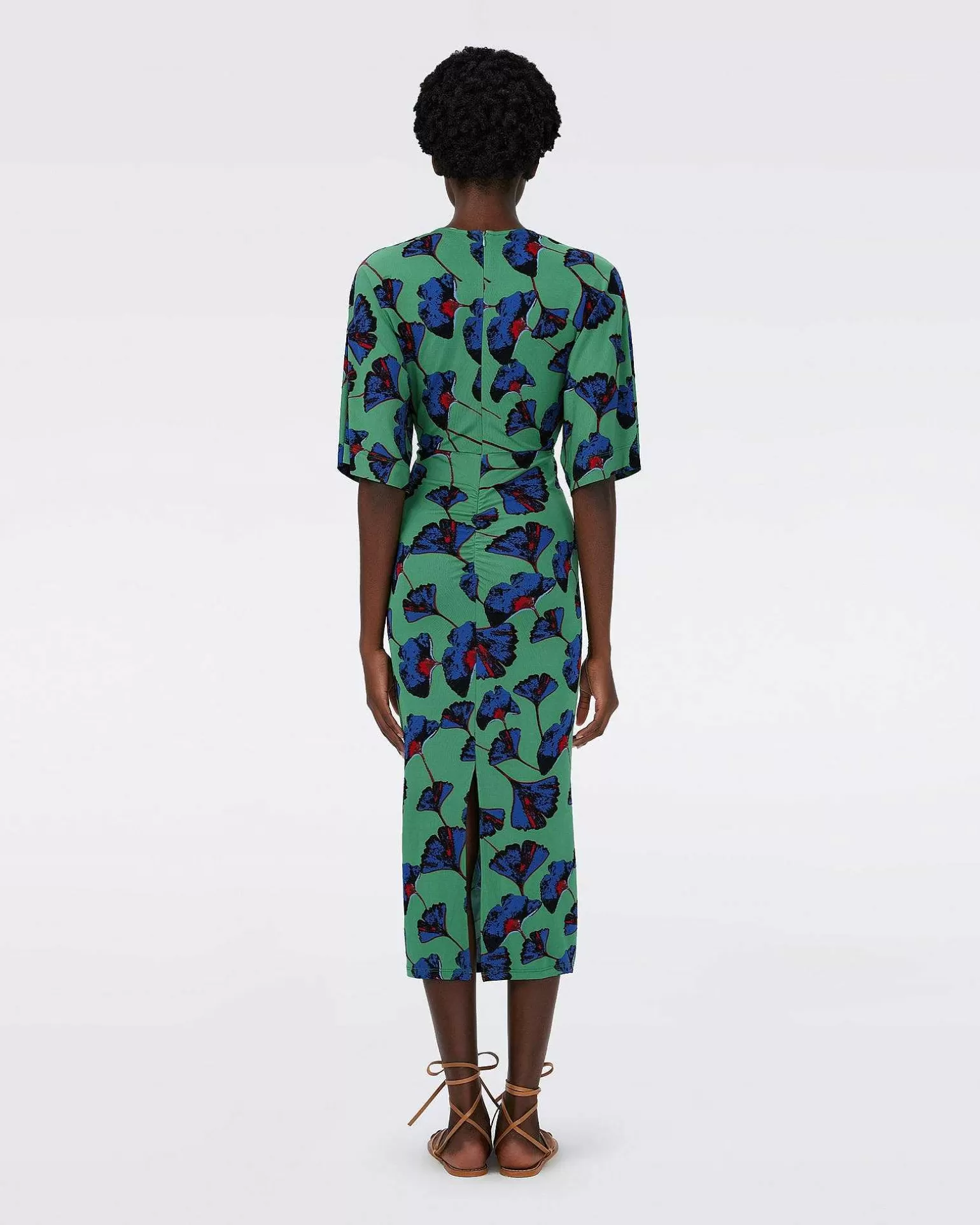 Shop Diane von Furstenberg Dvf Valerie Dress In Falling Gingko Venus Gn Lg