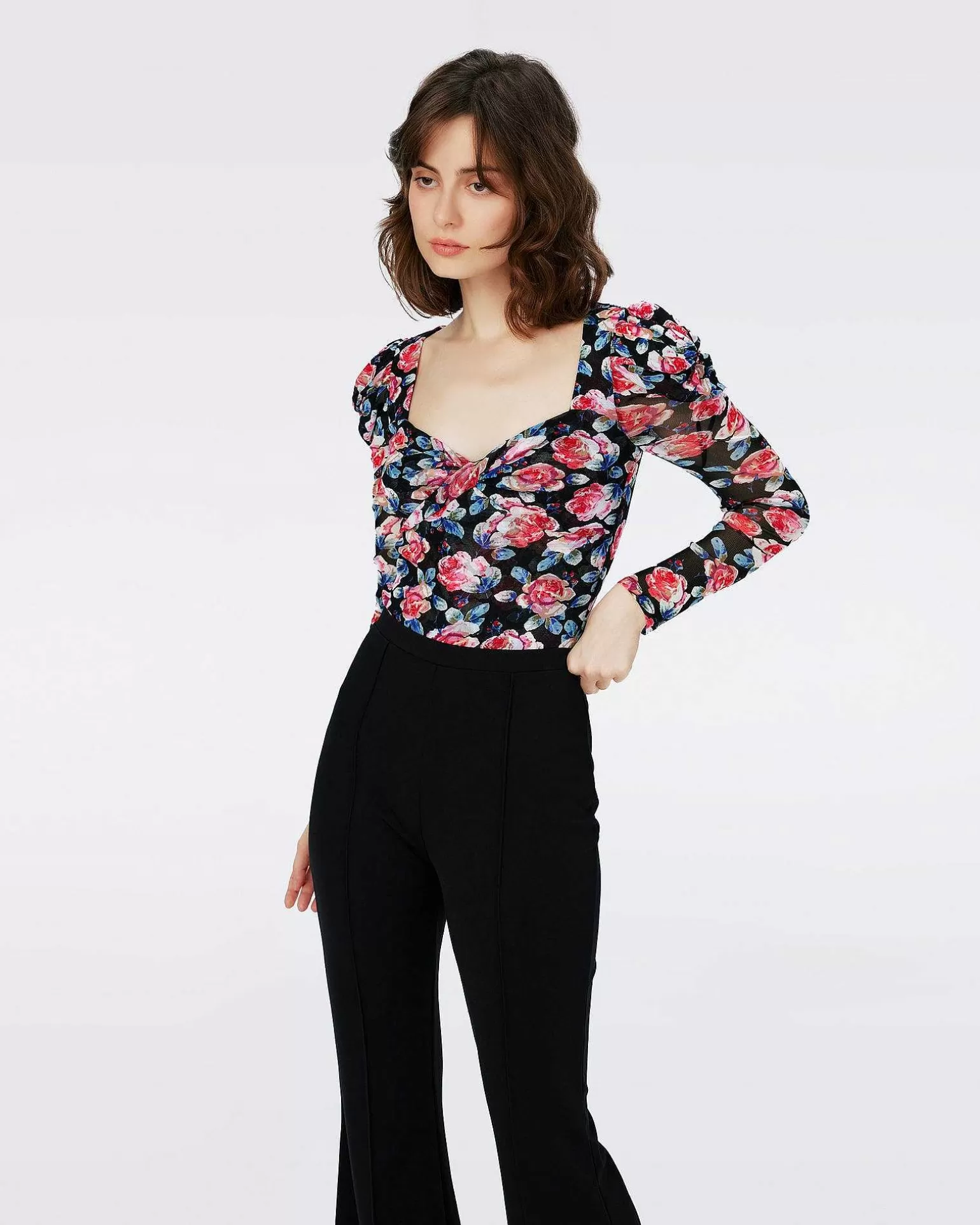 Shop Diane von Furstenberg Erik Langaermet Mesh Bodysuit