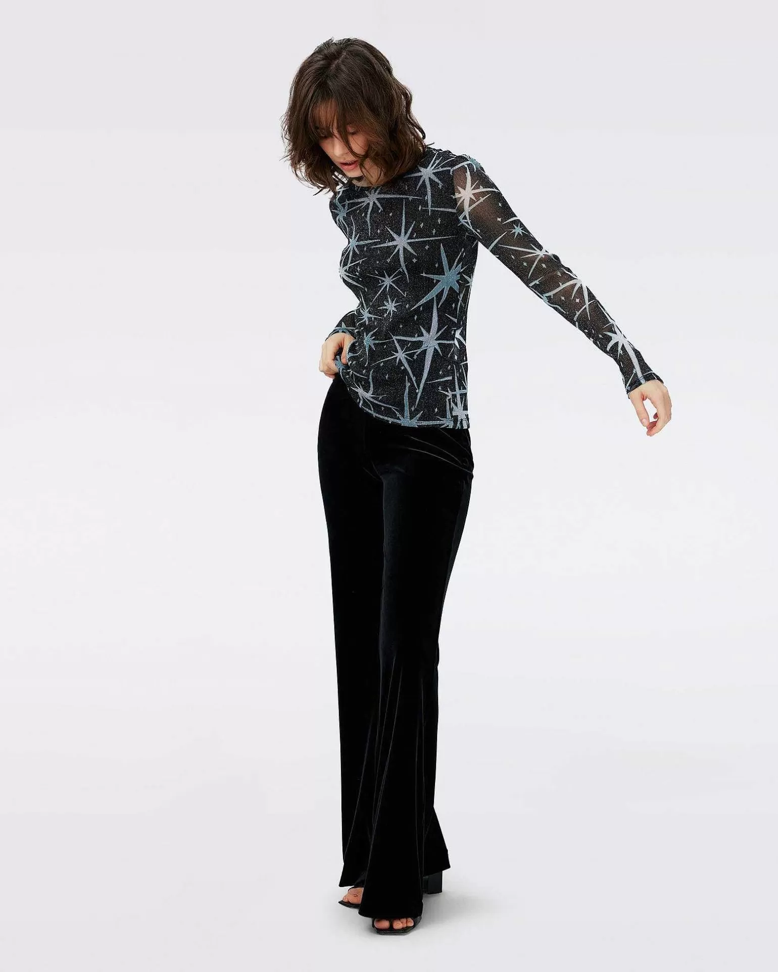Cheap Diane von Furstenberg Logan Metallic Mesh Top