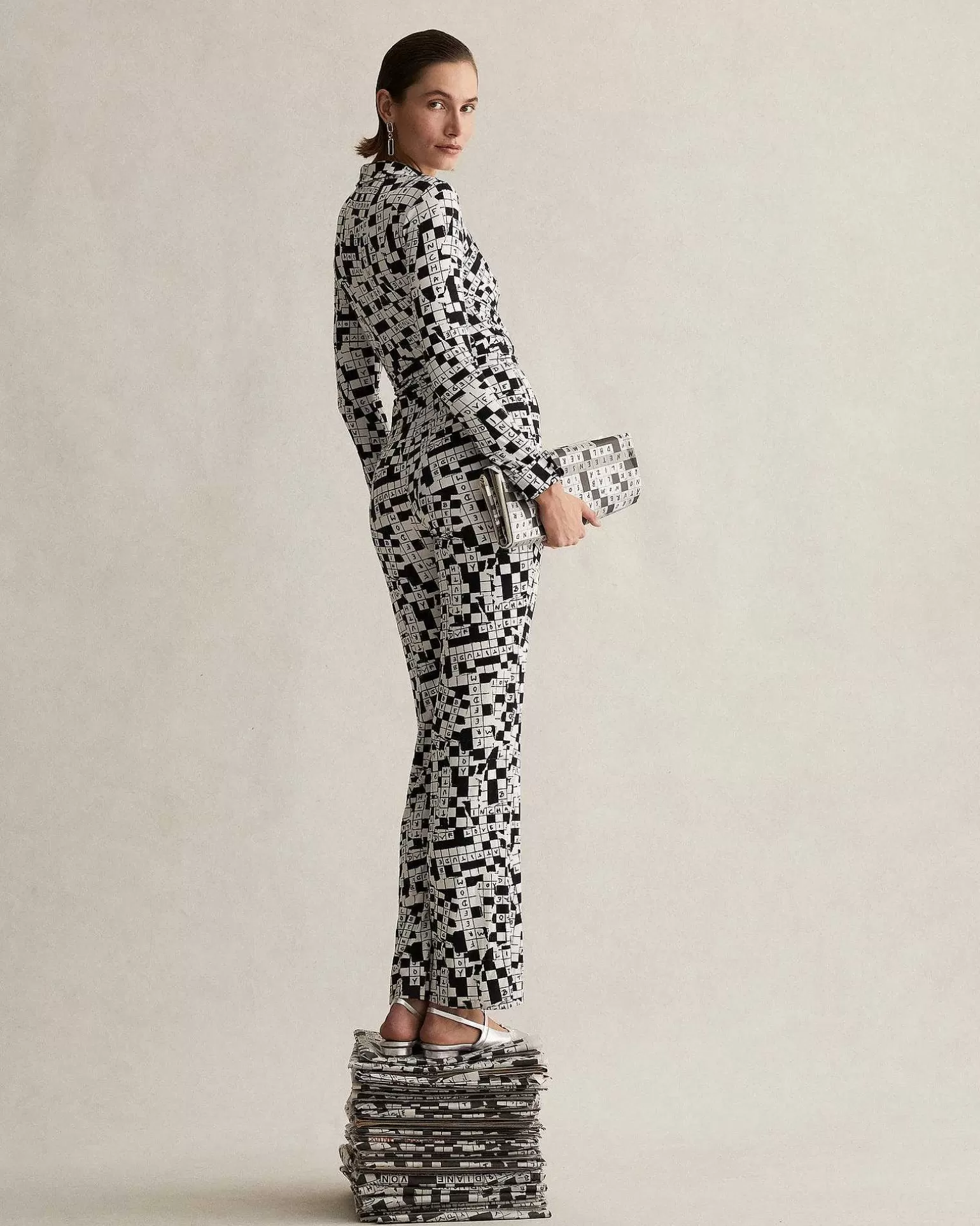 Best Sale Diane von Furstenberg Michelle Jumpsuit I Tiny Dvf 50Th Crossword Ivory