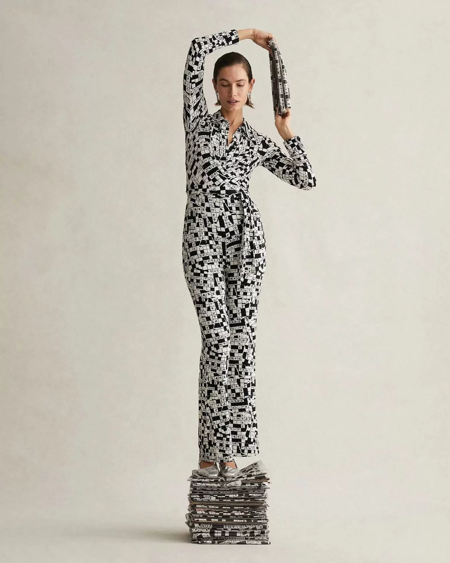 Best Sale Diane von Furstenberg Michelle Jumpsuit I Tiny Dvf 50Th Crossword Ivory