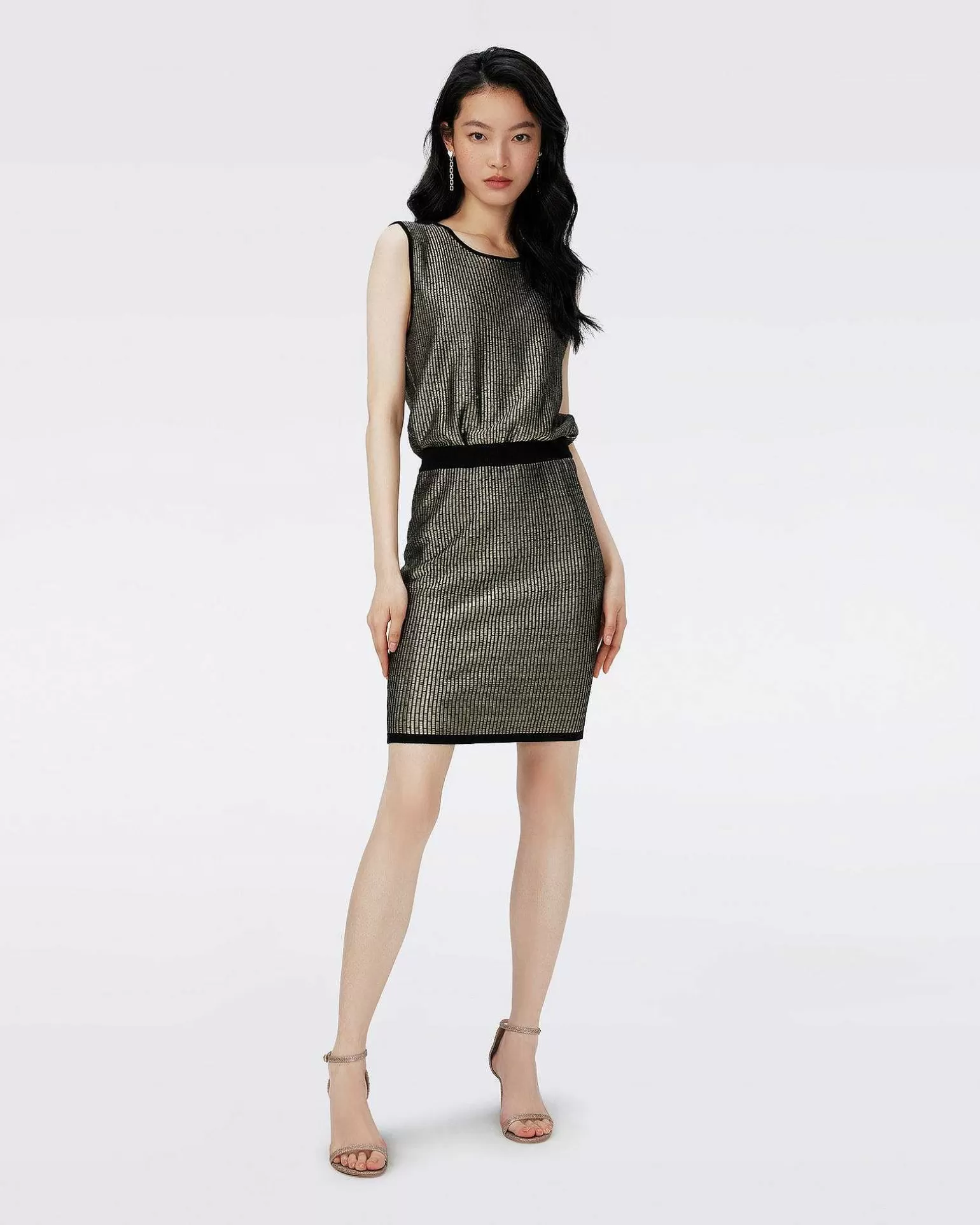 Best Diane von Furstenberg Richie Metallic Knit Jacquard Kjole