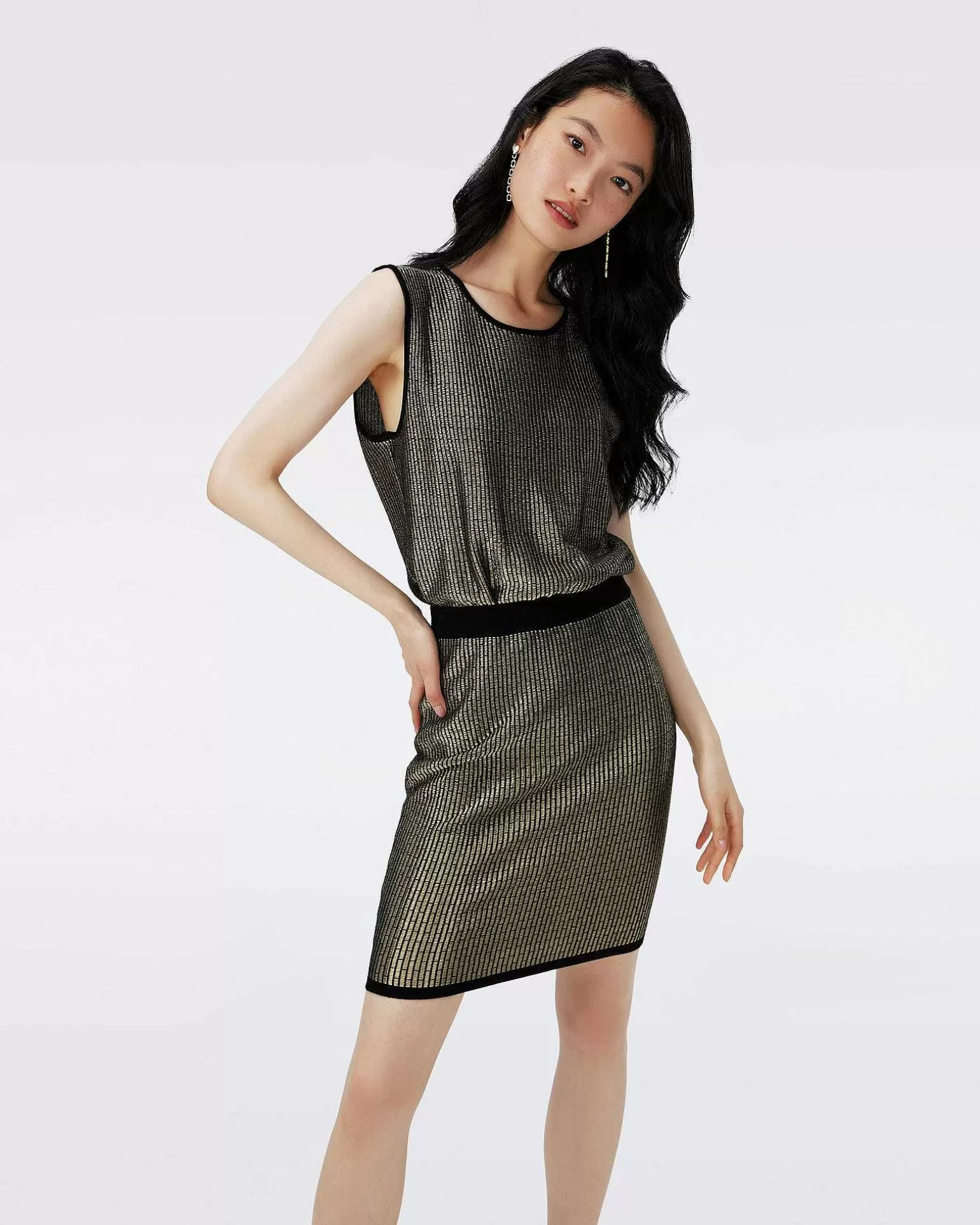 Best Diane von Furstenberg Richie Metallic Knit Jacquard Kjole