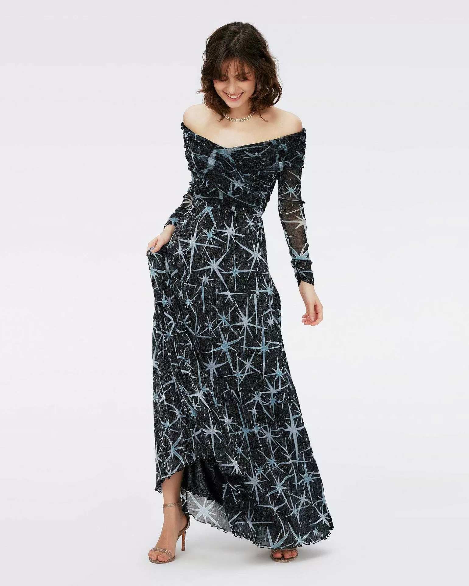 Discount Diane von Furstenberg Stassi Metallisk Mesh Kjole